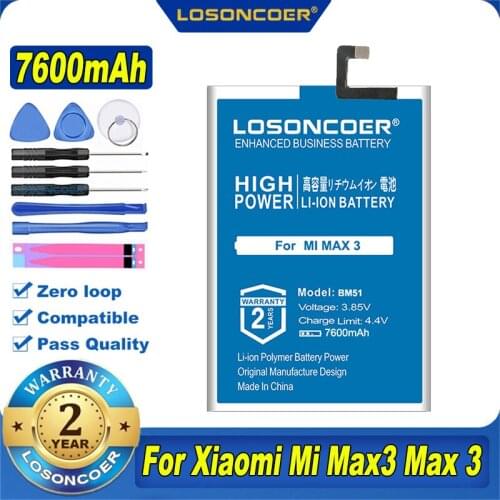 100% Original LOSONCOER 7100mAh BM51 Mobile Phone Battery For Xiaomi Mi Max 3 Max3 Free Tool