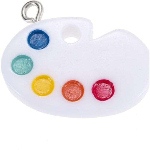 20 Resin Paint Palette Charms 25*20mm Artist Palettes Pendants for Jewelry Art Supply Painter Palette Charm Pendant SX37DF