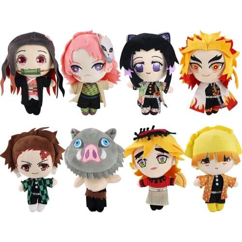 21-23cm Demon Slayer Kimetsu No Yaiba Kyoujurou Kamado Nezuko Shinobu Tanjirou Zenitsu Inosuk Douma Sabito Plush Toys Doll gifts