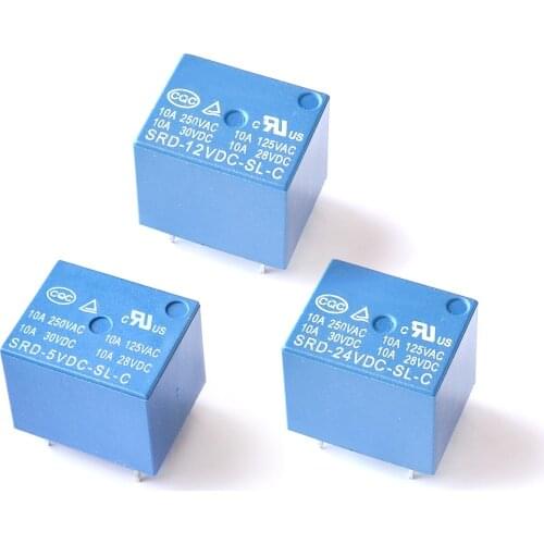 5pcs Relays SRD-03VDC-SL-C SRD-05VDC-SL-C SRD-06VDC-SL-C SRD-12VDC-SL-C SRD-24VDC-SL-C 3V 5V 6V 12V 24V 10A 250VAC 5Pin T73