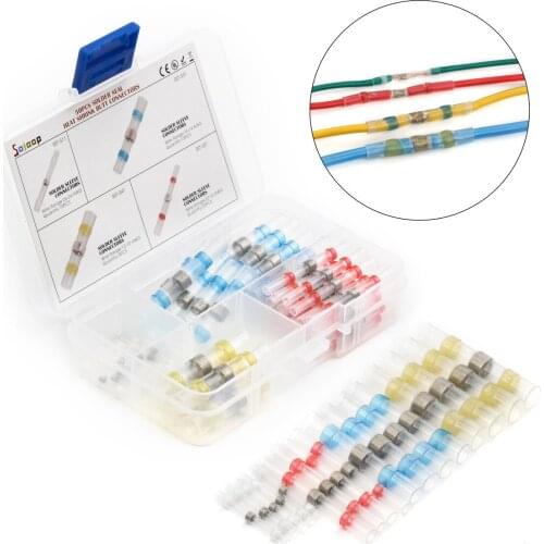 50Pcs Mixed Waterproof Heat Shrink Sordering Terminals Connector Set Solder Sleeve Tube Insulated Electrical Wire Connectors