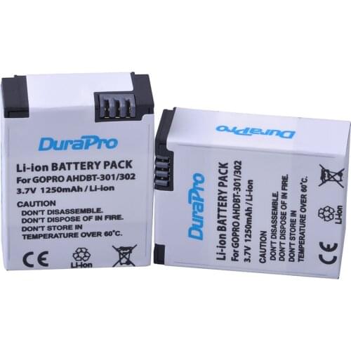 AHDBT-302 AHDBT 302 301 201 Battery (1250mAh) for GoPro HD Hero 3 3+ Hero3 Hero3+ 1080P 12M 11M 5MP Black Silver While Edition