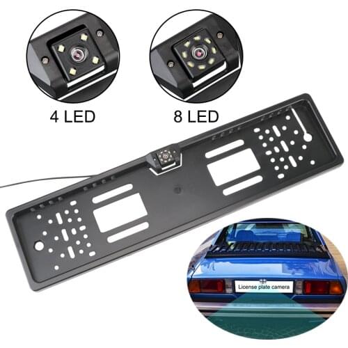 LEEPEE 4/8 LEDs Car Rear View Camera Parking Sensor Assistance Kit Universal For European License Plate Frame Auto Accessories