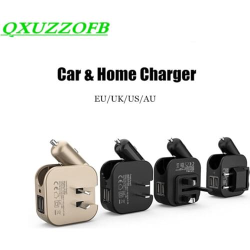 Mobile Phone Quick Charge Car Wall 2 in 1 USB 2.1A 2Ports Fast Charger Portable Phone Adapter for Huawei Mate 30 Travel 5V Power