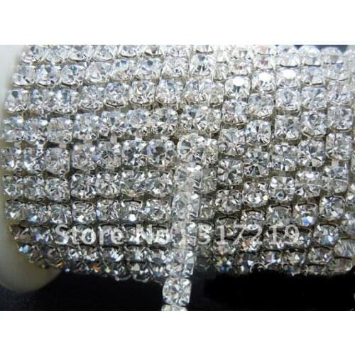 Free Shipping! SS16 20Yard Per Roll Crystal Rhinestone Cup Chain Crystal Color!2013 Rhinestone Chain