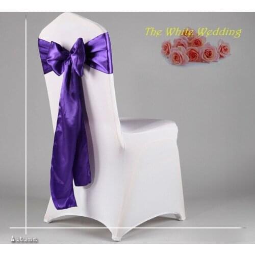 Free Shpping to Russian Federation 100 Cheap Purple Color Chair Sash for Wedding Celebration Chair Cover Sash