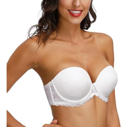 New Women Sexy Bras Anit-ship Halter Strapless Everyday Mesh Lace Bralette Wire Bone 32 34 36 38 40 42 44 46 B C DD DDD E F G