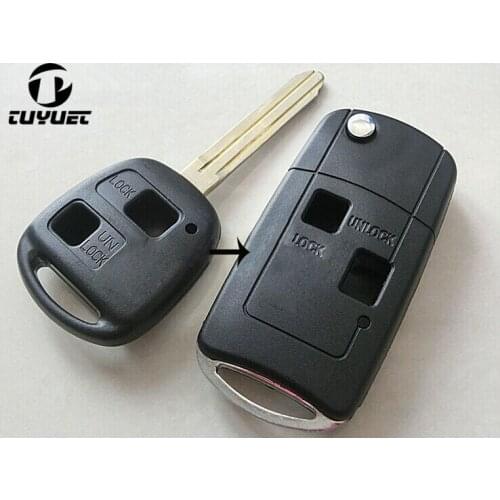 Tuyuet Modified Folding Flip 2 Buttons Remote Key Shell for Toyota Toyota Prado Ville Kami RAV4 Blank Car Key Case
