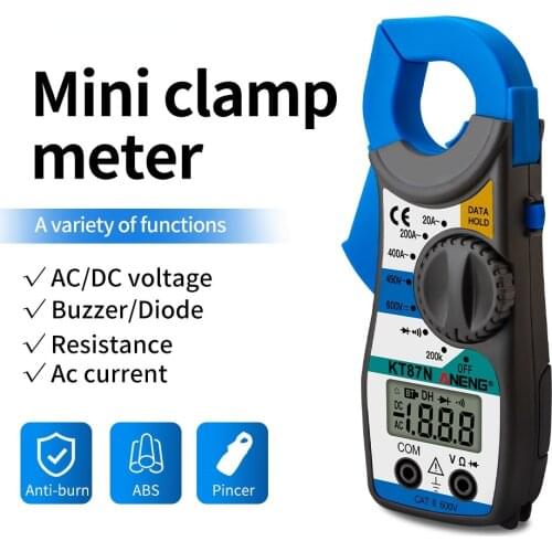 KT87N Mini Digital Clamp Meters Voltage AC Current 600v True RMS Multimeter Capacitance Electrical Megger Tester AC/DC