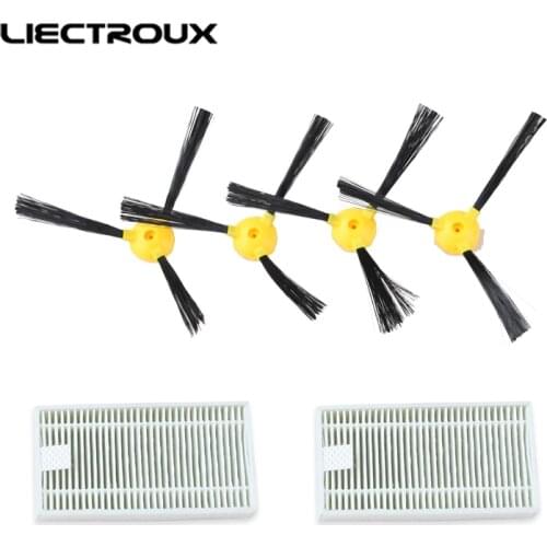 For B6009) Liectroux Original Spare Parts Pack for Robot Vacuum Cleaner , Including Side Brush x 4pcs + HEPA Filter x 2pcs