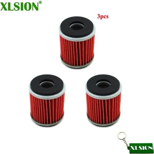 XLSION 3x Oil Filter For 5D3-13440-09 YZ250F YZ450F WR250 WR250F WR450F YFZ450 XT250 XT250X YZF R125 VP125 X-CITY YP125R Motor