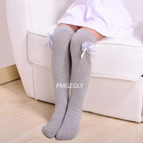 Cute Childrens Knee High Socks for Toddlers Kids Baby Girls Solid Bowknot Cotton Princess Dress Ballet Long Sock Leg Warmer
