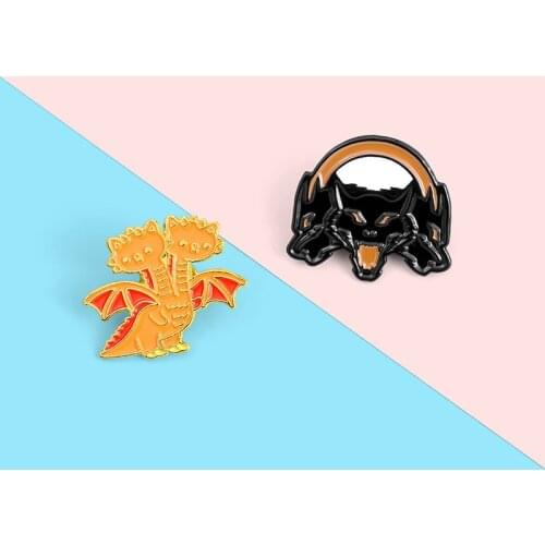 Greek Mythology Enamel Pin Cerberus Dog Dragon Animal Jewelry Philosophers Stone Brooches Lapel Pins Badges For Friends Gifts