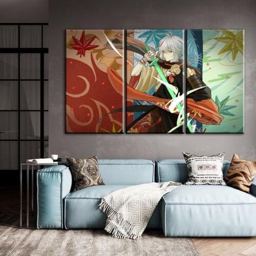 Genshin impact Game poster home decor hd painting Wind Warrior Kazuha wall painting poster anime Study Bedroom Bar Cafe Wall