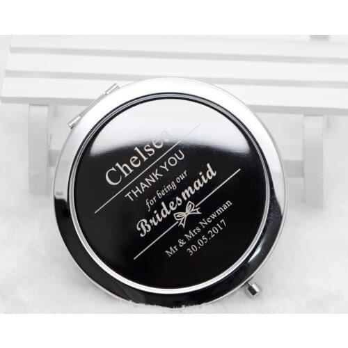 Custom Personalized Compact Mirror Silver Pocket Foldable Mirrors Birthday Wedding Favors #18413 100X/lot