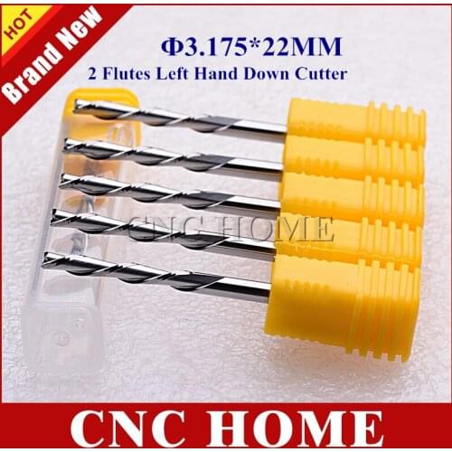 Quality Down Cutter 3.175x22mm 2 Flute Carbide Spiral End Mill Tools Bits, 10 pcs CNC Wood Cutter Tool Acryl MDF Milling Bit Set
