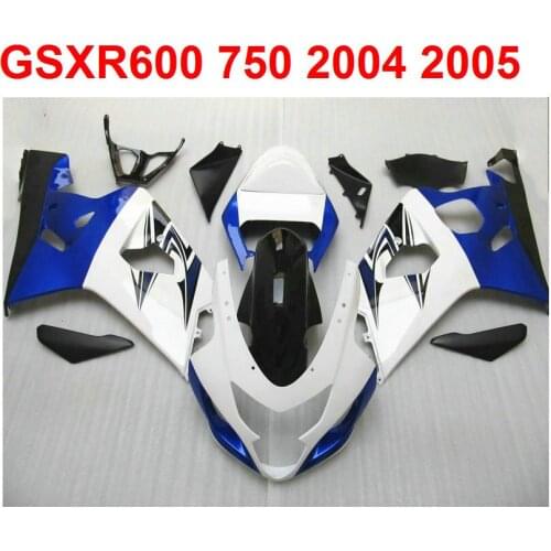 ABS plastic Fairing kit For Suzuki gsxr600 750 2004 2005 04 05 white/blue fairings CUSTOM DECAL s24
