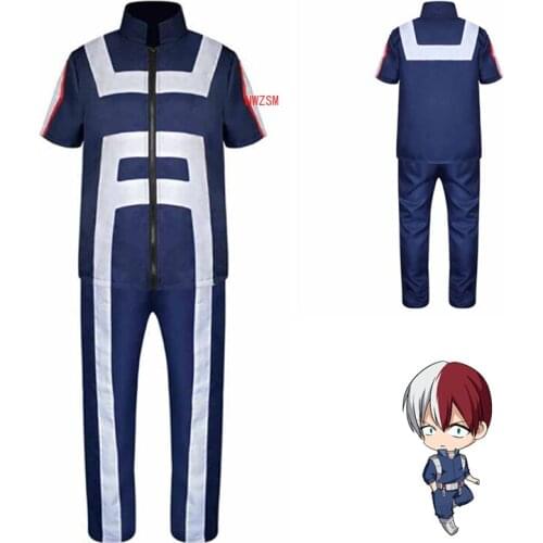 Anime My Hero Academia Warriors Cosplay Costume, Uniform for Men and Women, Midoriya Izuku Todoroki Shouto Top Pants Sportswear