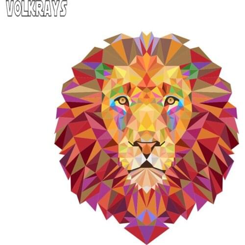 Volkrays Lovely Car Sticker Geometric Lion Head Accessories Waterproof PVC Decal for Motorcycle Rav4 Lada Niva Honda,13cm*11cm