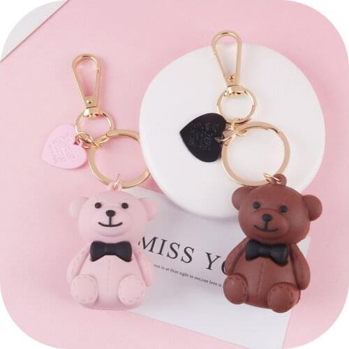 Creative Cute Bear Key Chain Cartoon Animal Bear Doll Car Keychain Couple Keyring for Women Man Bag Pendant Decoration Gift