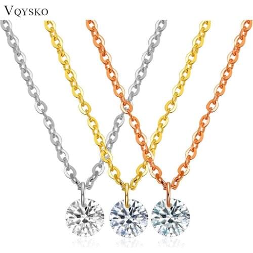 Fashion Stainless Steel Chain Clavicle Crystal Necklace Accessories White Zircon Clavicle Chain Women Jewelery Accessories