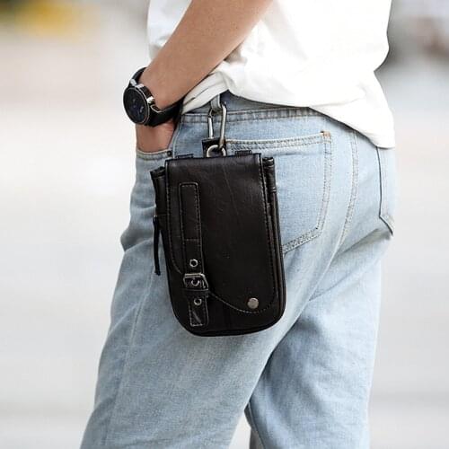 Mens Small Leather Wasit Bags Mini Motocycle Black Fanny Pack for Cigarettes Mobile Phone Money Keys Crossbody Bags Man 2020