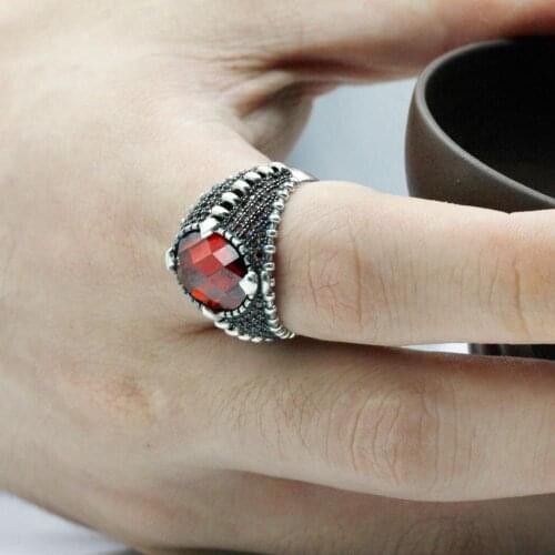 Turkish Jewelry Fashion Lady Ring Genuine 925 Sterling Silver Neutral Ring Glamour Jewelry Natural Zircon Mens Ring