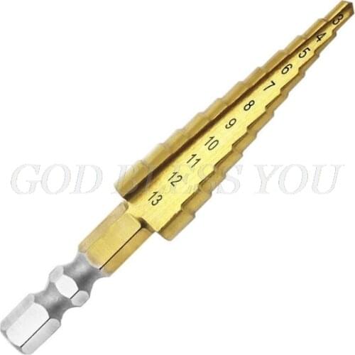3-13mm HSS Titanium Coated Step Drill Bit Cone Hex Shank Reaming Power Tools for Metal Wood Drop Shipping
