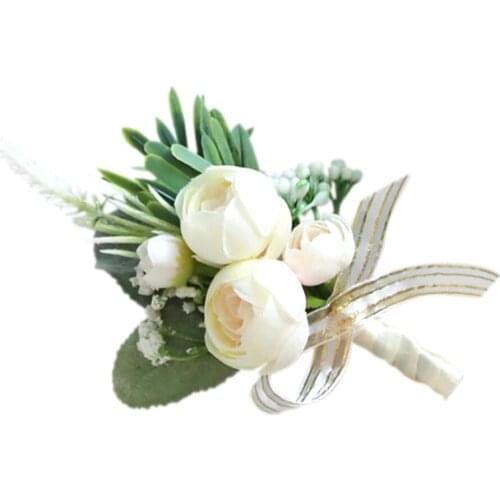 Shallow Champagne Tea Flower Bud Wedding Boutonniere Buttonhole Corsage