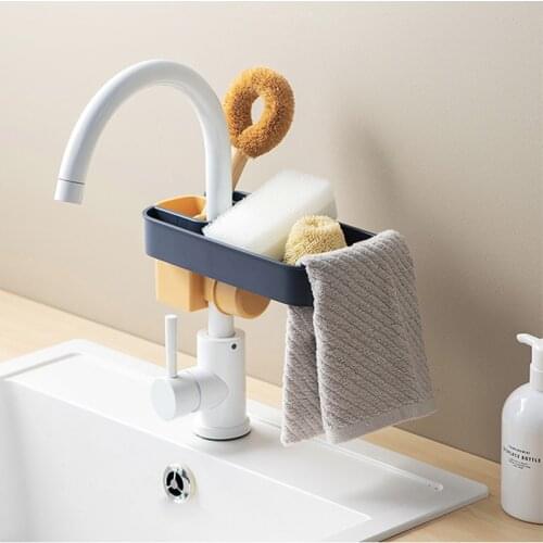 Nordic ABS Storage Rack Sponge Holder Faucet Drainage Racks Home Organizer Kitchen Bathroom Tool For Cup Soap Brush Cosmetics