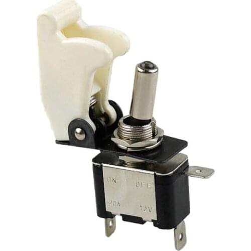2018 New 12V 20A Illuminated LED Toggle Switch Control ON/OFF + Aircraft Missile Style Flip Up Cover white SS