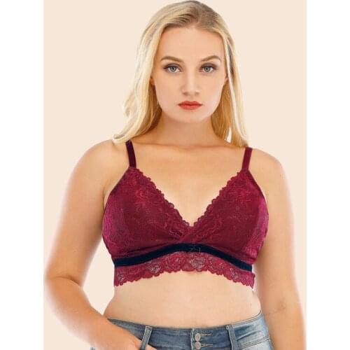 2021 New Womens Plus Size Underwear Full Coverage Bra Non Padded Lace Bralettle Wireless Female Lingerie Size 18 20 22 24 26