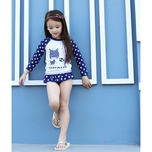 2020 New Arrivals summer Girls Swimwear long sleeved Swimsuit Kids Sunscreen Swimming Suit Children Bathing Suit Quick drying