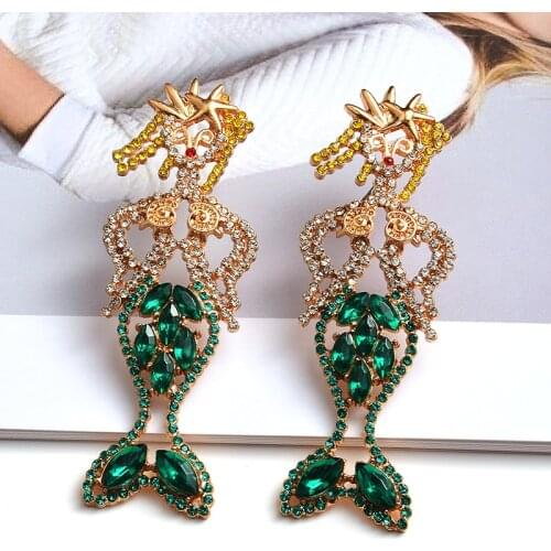 New Arrival Long Colorful Crystal Humanoid Earrings High Quality Fashion Jewelry Accessories For Women