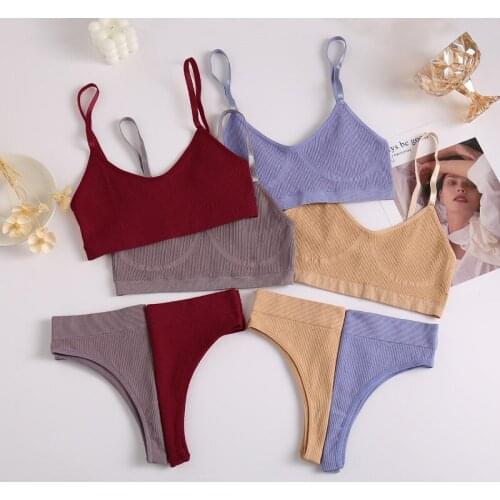 New solid color tube top gathered with chest pad without steel ring sports running student girl vest bra set