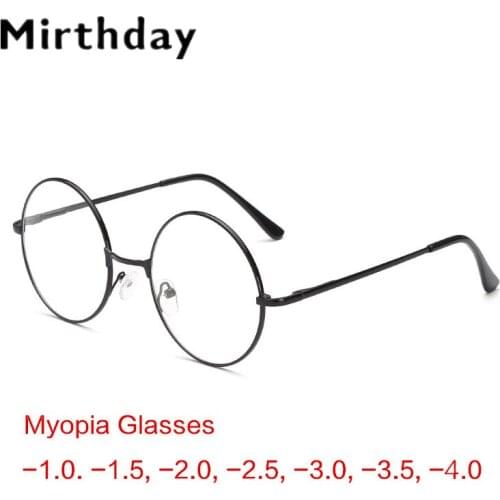 Vintage Round Optical Myopia Glasses Frame Women Men Metal Finished Short Sighted Nearsighted Glasses Diopter -1.0 -1.5 -2 -4.0