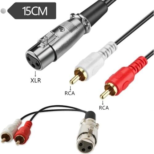 ERE XLR Female to Dual 2 X Phono RCA Male Adapter Converter Y Splitter Stereo Audio Interconnect Cable