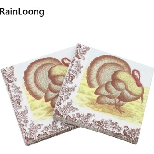 [RainLoong] 3Plys Beverage Paper Napkin Bird Tissue Napkin Serviettes For Party Cocktail 25*25cm