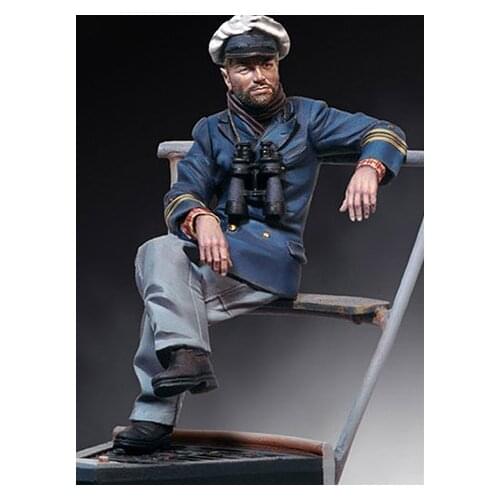 Unassambled 1/18 ancient man officer sit Resin figure miniature model kits Unpainted