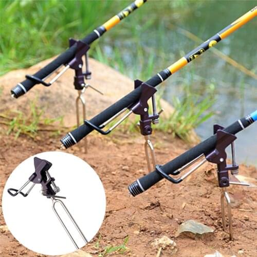 Adjustable Stainless Steel Fishing Rod Pole Ground Holder Stand Support Supplies