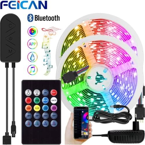 LED Strip Bluetooth Music Sync Light RGB Lape Tape 12V SMD5050 2835 Waterproof 5M 10M 15M 20M APP+Remote Control Diode Ribbon