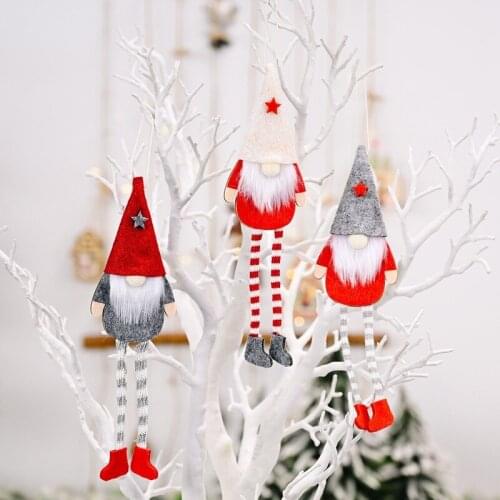 Christmas Decor Santa Claus Forest Leg Hanging Doll Pendant Creative Faceless Doll Ornamnets Dwarf Doll Christmas Gift Navidad