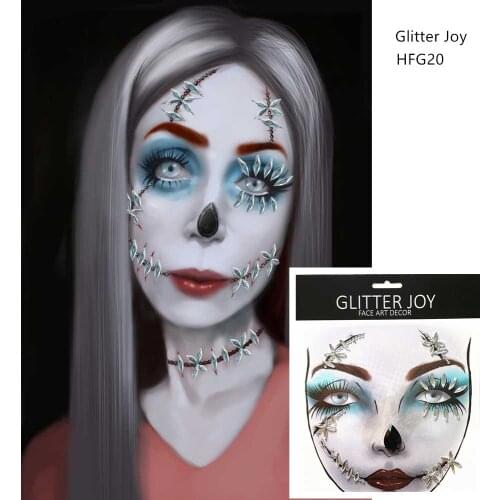 HFG20 1pc Of Creepy Doll Make Up Horrible Face Gem Face Jewel Decor Halloween Party Make Up Looks