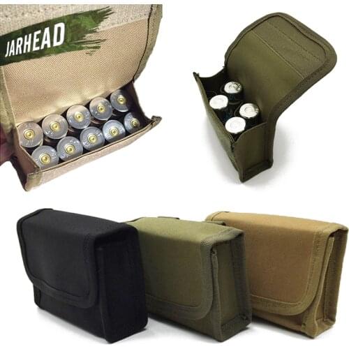 10 Rounds Bullet Pouch Military Hunting Molle Ammo Carrier Pouches Outdoor Tactical Mini Shotgun Rifle Accessory Bag,2 piece/lot