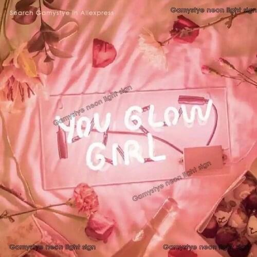 YOU GLOW GIRL Neon lamp custom Really glass neon light signs for room wall Neon letters gaming beer bar Neon Tube customized