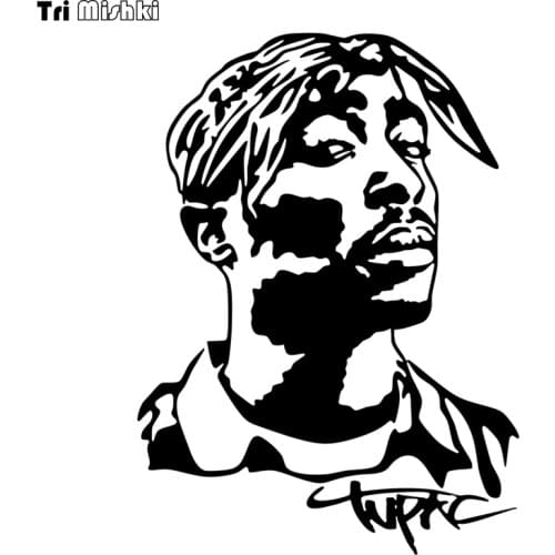 Tri Mishki HZX635 14.5*20cm Rapper Tupac character car sticker Vinyl Decals Motorcycle Accessories sticker reflective