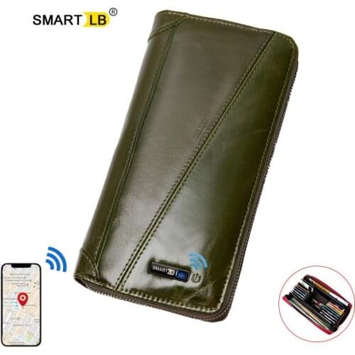 Smart Wallet Bluetooth Anti-lost Genuine Leather Women Wallets Coin Pocket Long Purse Zipper Purse Lady Wallet Card Holder