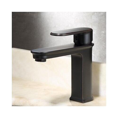 Vidric New Arrival brass square Basin Faucet hot and cold single lever black oil Brushed bathroom sink faucet basin tap