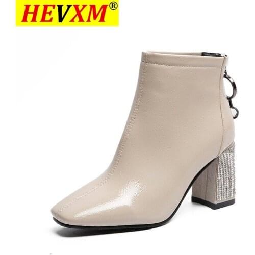 Waterproof Thick Heel Boots 2020 Winter Women New Fashion Retro and Ankle Boots Ladies Square Head Plus Cotton Temperament Boots
