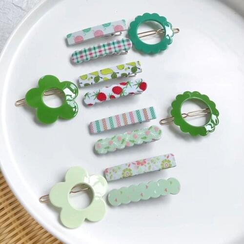 2020 new Japanese girl candy color hairpin multiple green color alligator clips flower frog clip children hair accessories